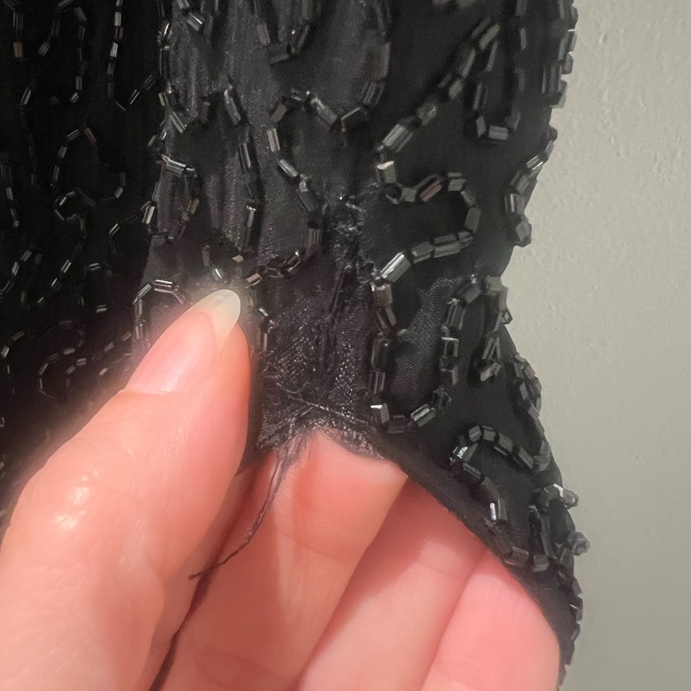 Laurence Kazar Paris–New York Silk Evening Skirt | Beaded Maxi, 2 Side Slits (M) - Picture 8 of 8
